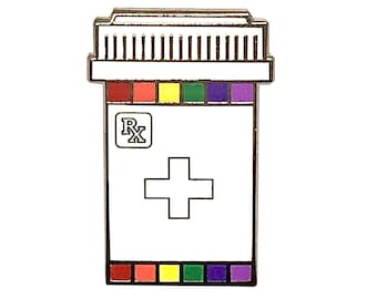 Rainbow Pin, Pride Pin, LGBTQ, Prescription Bottle Pin, Pharmacy Pin, Medical Pin, Dental Pin
