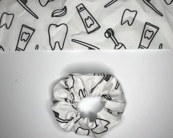 Dental Tooth Scrunchie, Dental Scrunchie, Dentist, Dental Hygienist, Dental Assistant, Handmade, Elastic, Hair Tie, Dentistry, Gifts