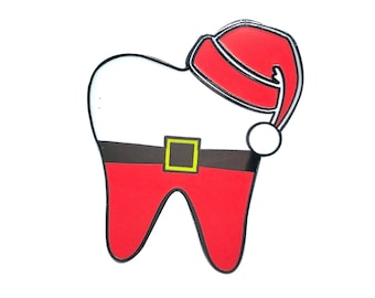 Santa Enamel Pin, Dental Pin, Tooth Pin, Teeth Pin, Christmas, Dentist, Dental Hygienist, Dental Assistant