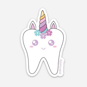 Naklejka Ząb Jednorożca, Naklejka Ząb Dentystyczny, Naklejka Stomatologiczna, Laptop, Naklejka Na Butelkę Wody, Dentysta, Higienistka Stomatologiczna, Asystent Stomatologiczny