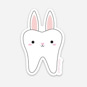Adesivo de dente de coelho, adesivo dental de coelho, adesivo de dente, adesivo de Páscoa, adesivo de coelho, dentista, higienista dental, assistente dentário