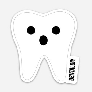 Ghost Sticker, Dental Sticker, Ghost Tooth Sticker, Halloween Sticker, odontología, dentista, higienista dental, asistente dental
