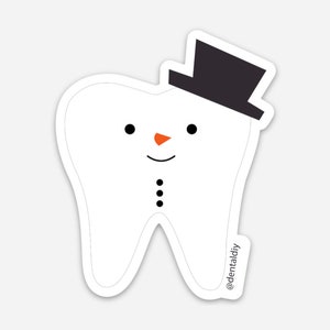Calcoman de nieve, Pegatina de computadora portátil, Pegatina de botella de agua, Pegatina de tableta, Pegatina dental, Navidad, Vacaciones, calcomanía, dentista, higienista dental