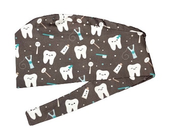 Scrub Cap, scrub cap, dental print, fabric scrub cap, scrub caps, dental, dentistry, dentist, hygienist, assistant, gifts for dentist