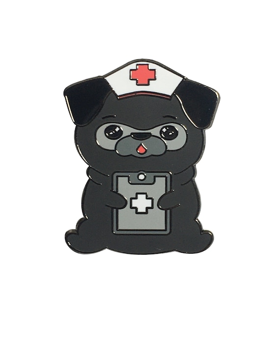 Pug Enamel Pin, Hard Enamel Pin, Enamel Pin, Medical Pin, Nurse Pin, Nurse Enamel Pin, Nurse Pug Pin, Veterinary, Veterinarian, Vet Pin,Gift