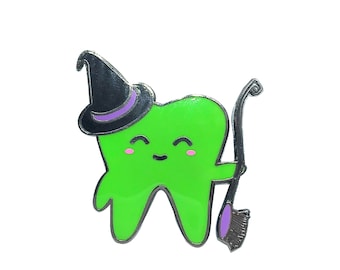 Witch Enamel Pin, Tooth Pin, Teeth Pin, Christmas, Dentistry, Dentist, Dental Hygienist, Dental Assistant