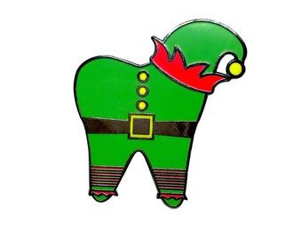 Elf Enamel Pin, Tooth Pin, Teeth Pin, Christmas, Dentistry, Dentist, Dental Hygienist, Dental Assistant