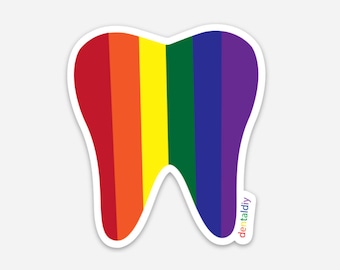 Rainbow Sticker, Tooth Sticker, Dental, Dentistry, Dentist, Dental Hygienist, Dental Assistant, Pride, Rainbow, LGBTQ