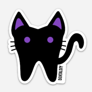 Kitty Sticker, Cat Sticker, Tooth Sticker, Dental Sticker, Dentist, Dental Hygienist, Dental Assistant, Halloween image 1