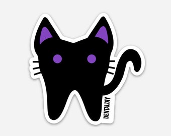 Kitty Sticker, Cat Sticker, Tooth Sticker, Dental Sticker, Dentist, Dental Hygienist, Dental Assistant, Halloween