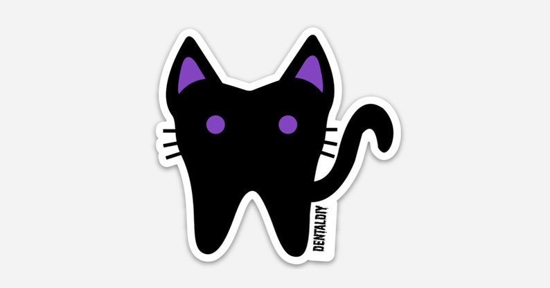 Kitty Sticker, Cat Sticker, Tooth Sticker, Dental Sticker, Dentist, Dental Hygienist, Dental Assistant, Halloween image 1