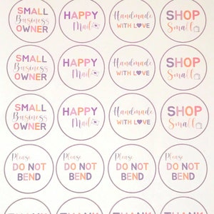 Correo feliz, por favor no doblar, gracias, propietario de la pequeña empresa, tienda pequeña, hecho a mano con el juego de pegatinas de amor, pegatina de correo