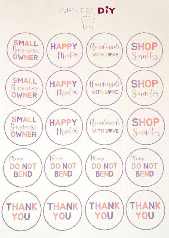 Happy Mail, Please Do Not Bend, Thank You, Small Business Owner, Shop Small, Handmade with Love Sticker Set, Mailing Sticker