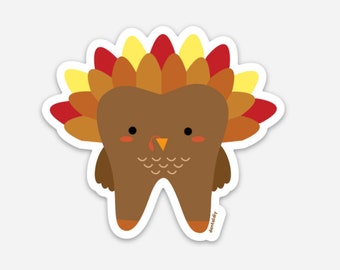 Tooth Sticker, Turkey, Thanksgiving, Dental Sticker, Dentist, Dental Hygienist, Dental Assistant, Dentistry, dental