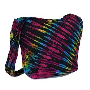 Tie Dye sac sac à main bandoulière fronde Hobo Boho sac à bandoulière Hippie Boho coton sacs de messager Top Zip feu d'artifice coloré