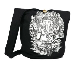 Crossbody bag Ganesha Mantra Hobo Tote Sling Cotton Hippie Boho Shoulder Messenger Bag Unique Tapestry Ganesh Print Indian art Festival