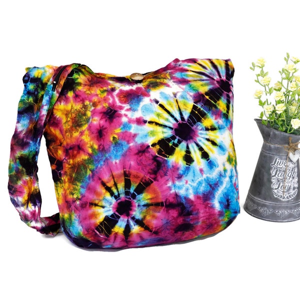 Tie Dye Bag Purse Crossbody Sling Hobo Boho Shoulder bag Hippie Bohemian cotton Messenger Bags Top Zip Colorful yoga bag summer beach gift