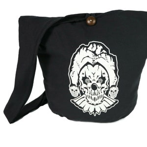 Crossbody bag Skull Punk Rock Hippie Hobo Gothic Jester Skeleton Sling Cotton Hippie Boho Shoulder Messenger Bag