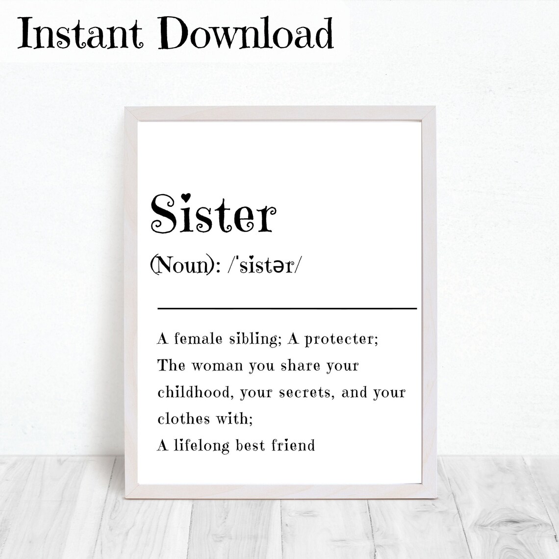 Sister Definition Wall Art Print Sibling Gift Dictionary Etsy