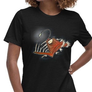Anglerfish shirt / Women&#39;s Relaxed T-Shirt / strange fish shirt / cute anglerfish / angler fish / anglerfish gift