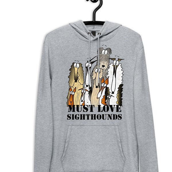 Cute sighthound hoodie / podenco pullover / greyhound gift / saluki clothing / borzoi jumper /  greyhound shirt / Unisex Lightweight Hoodie