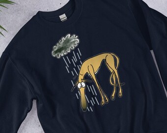 Unisex Sweatshirt / greyhound jumper / greyhound clothing / greyhound gift / greyhound in the rain / greyhound pullover / greyhound sweater