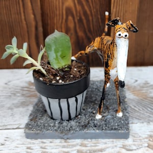 MADE TO ORDER pee pee greyhound boy planter / greyhound succulent pot / cute clay greyhound / greyhound miniature / clay dog figurine