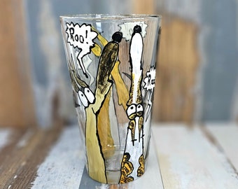 Hand painted greyhound pint glass / cute greyhound pintglass / greyhound beer glass / greyhound gift / rooing greyhounds