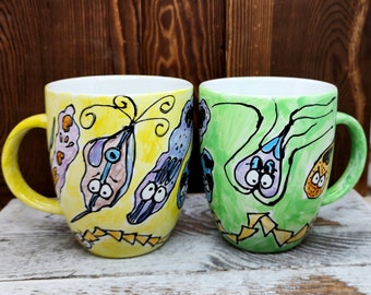 Cute parasite mug / hand painted parasite mug / cute nerdy mug / funny nerdy mug / nerdy gift / biologist gift / parasitology gift