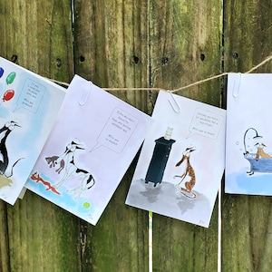 Greyhound vous manquer cartes / mignon greyhound cartes de voeux / chien vous manquer cartes / cartes de vœux de quarantaine