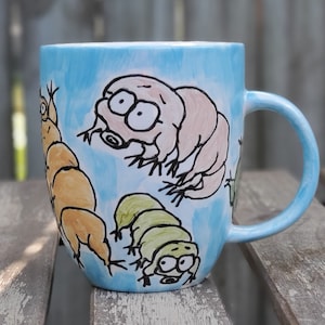 Cute tardigrade  mug / hand painted tardigrade mug / cute waterbear mug / funny waterbear mug / nerdy gift / nerdy mug
