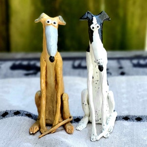 MADE TO ORDER Cute greyhound figurine / greyhound sculpture / cute clay greyhound / greyhound miniature / clay dog figurine