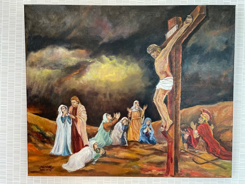 Crucifixion of Jesus Christ Calvary Golgotha Oil Painting - Etsy Denmark