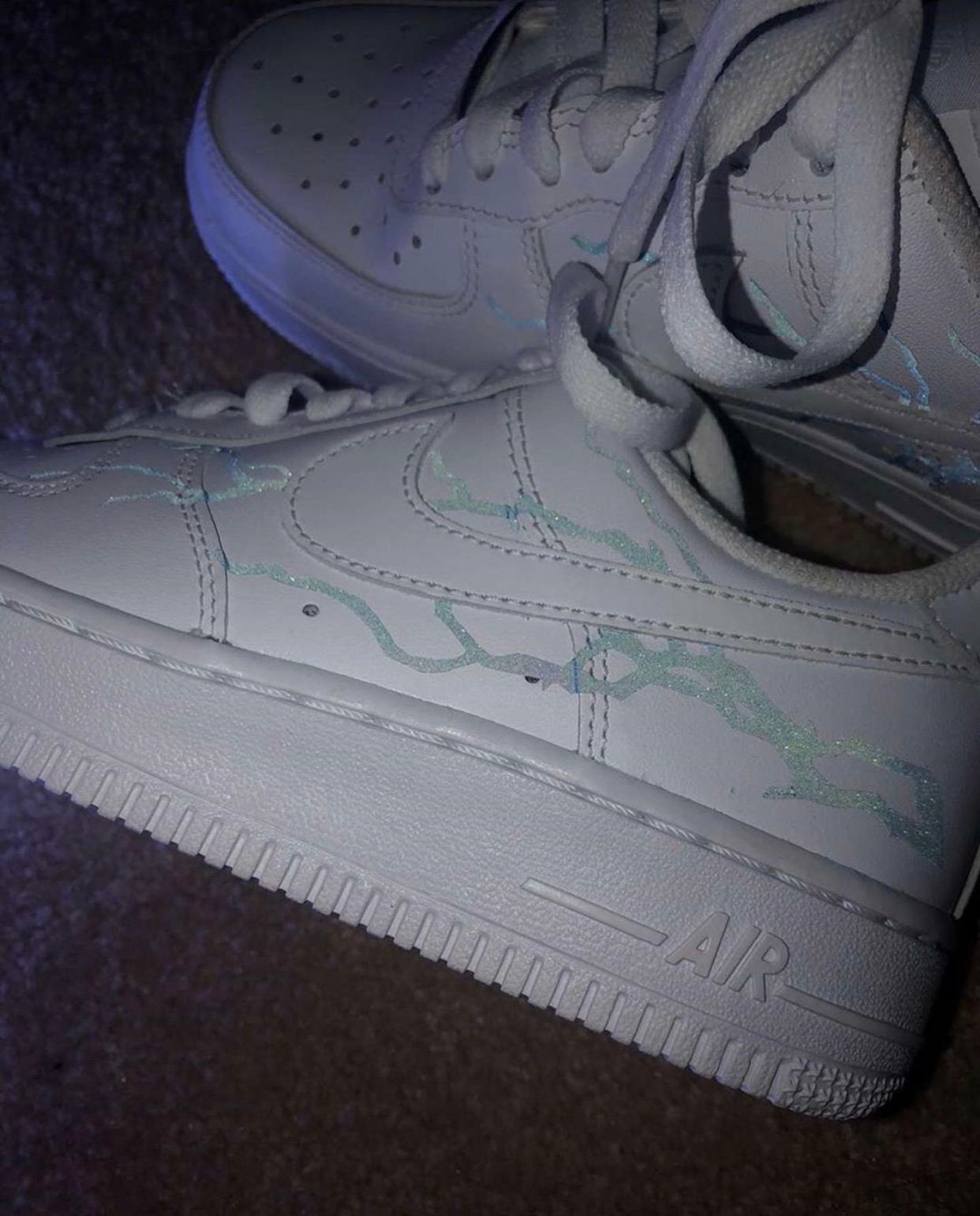 Custom Air Force 1 Reflectante azul Relámpago | Etsy México