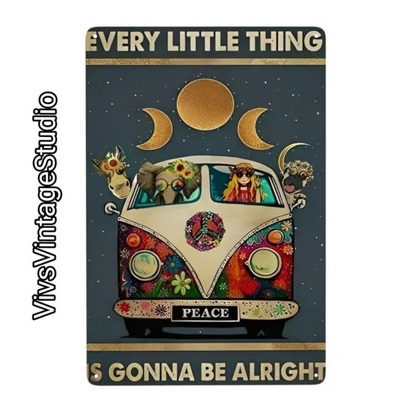 Retro peace hippie tin sign-vintage look
