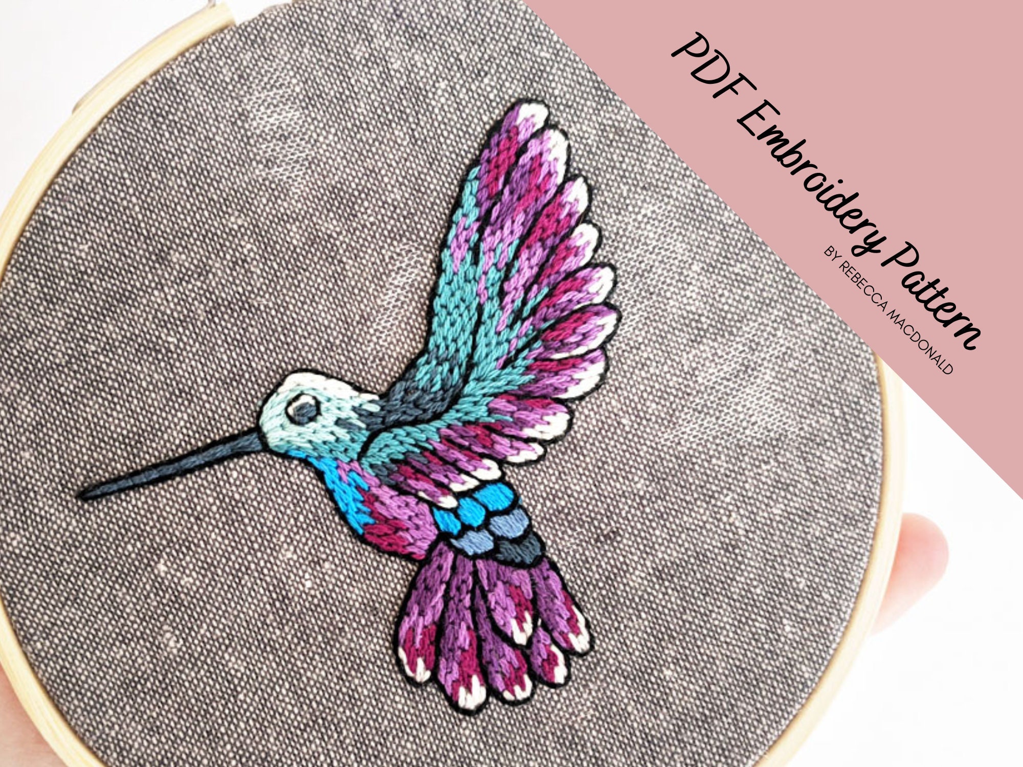 Hummingbird Embroidery Pattern Bird Embroidery Thread - Etsy