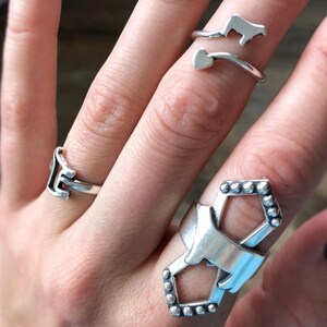 Steer & Heart Sterling Silver Ring, Show Steer, Stock Show Jewelry, Show Cattle, Knuckle Ring, Stock Show Life, Sterling Silver, Jewelry Bild 3