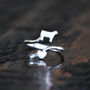 Steer & Heart Sterling Silver Ring, Show Steer, Stock Show Jewelry, Show Cattle, Knuckle Ring, Stock Show Life, Sterling Silver, Jewelry Bild 2