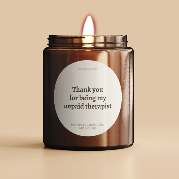 Funny 'Unpaid Therapist' Soy Candle