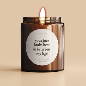 Your face looks best in between my legs, Boyfriend Gift, Funny Candle, Joke Candle, Rude Candle, Gift For Him, Adult Candle