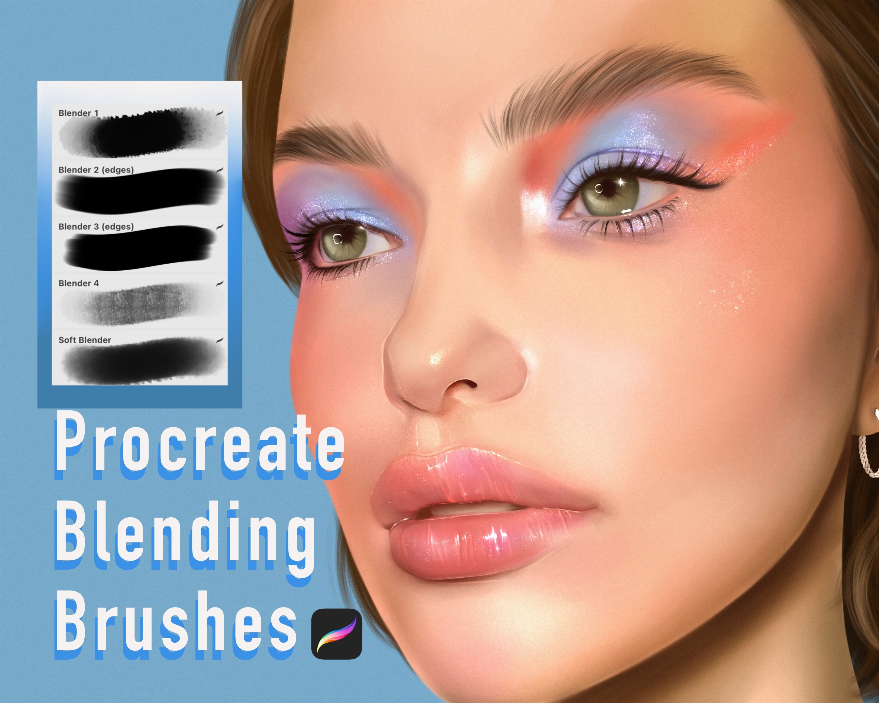 Procreate Blending Brushes Set for Smudge Tool – 5 Seamless Blender Brushes - Image 1