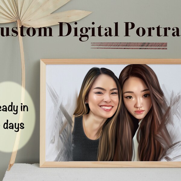 Custom Realistic Digital Portrait, Hand Drawn Portrait, Family Portrait, Personalized Portrait, Couple Portrait, Wall Art Portrait