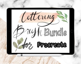 Lettering Brush Bundle for Procreate, Monoline Brush, Shadow Brush, Calligraphy Brush