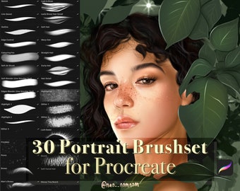 Procreate Portrait Brush set, Sketch Brush, Eyelash Eyebrows Brushes Stamp, Hair Brushes, Beard Brushes, Skin Brushes