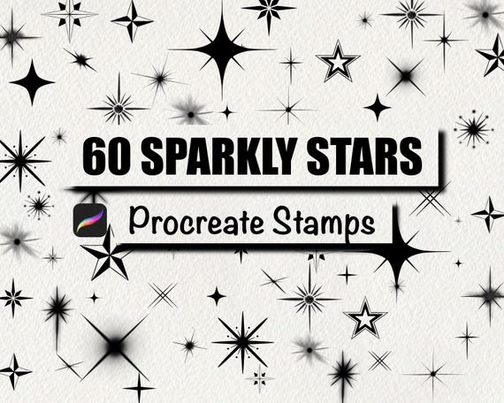 60 Sparkly Star Procreate Brushes, 60 Sparkly Star Stamps, Digital Stars, Star Designs, Star Clip Art Stamps, Note Stamps, Star Sticker