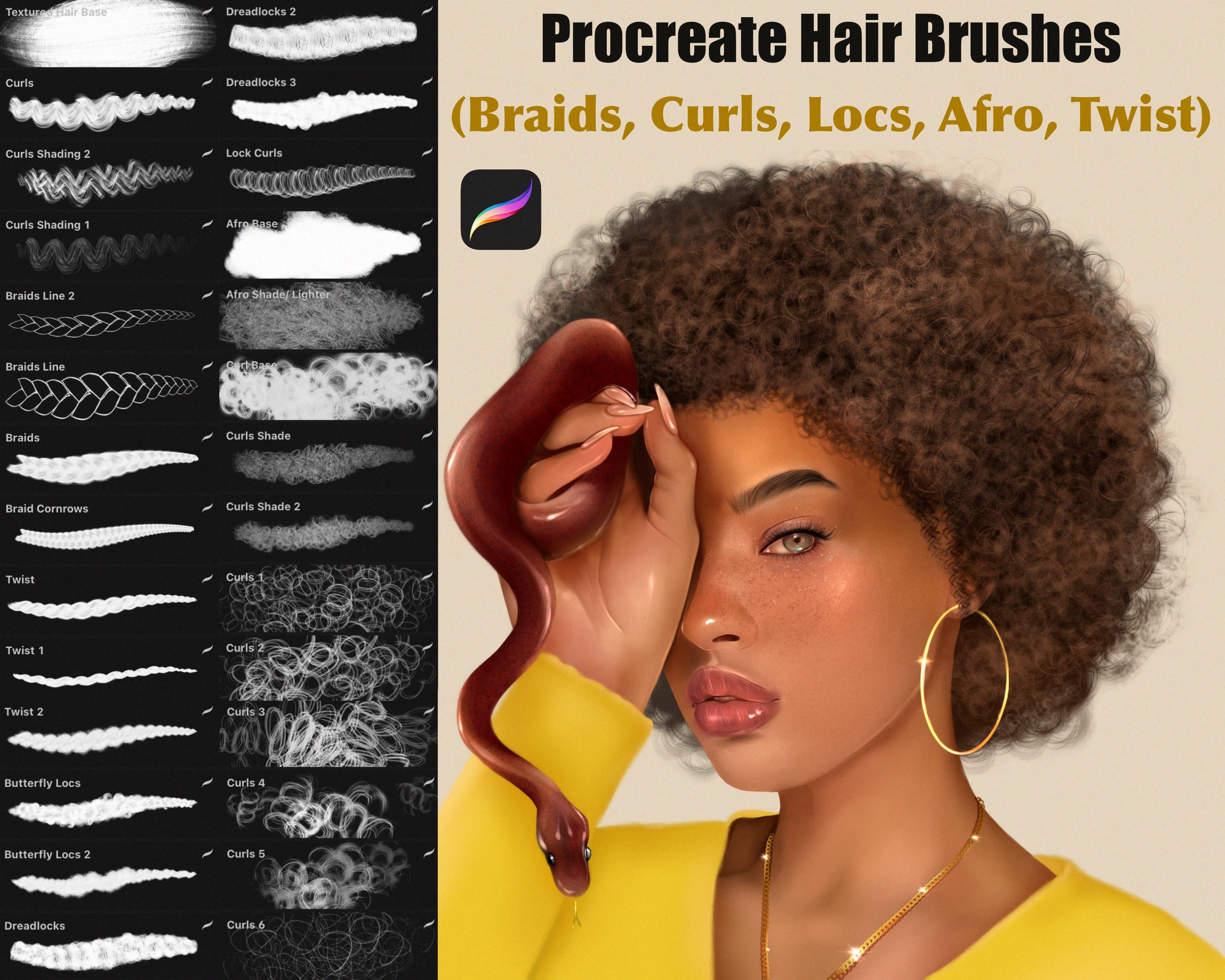 afro hair brushes procreate free
