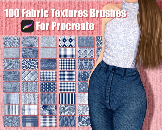 100 Procreate Fabric Texture Brushes, Procreate Clothes Brushes, Procreate Texture Seamless Brushes, Procreate Fashion Brush, Pattern Brush