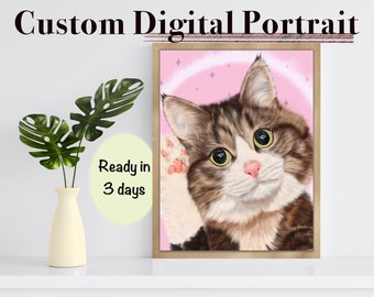 Custom Pet Portrait, , Hand Drawn Pet Portrait, Personalized Pet Portrait, Digital Download, Pet Drawing, Cat Portrait, Dog Portrait