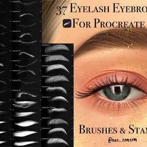 40 Eyebrows & Eyelashes Brushes and Stamps for Procreate