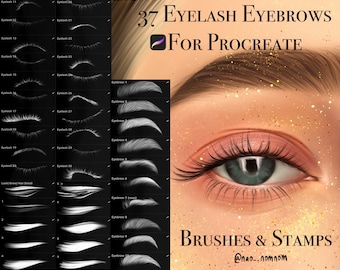 40 Eyebrows & Eyelashes Brushes and Stamps for Procreate